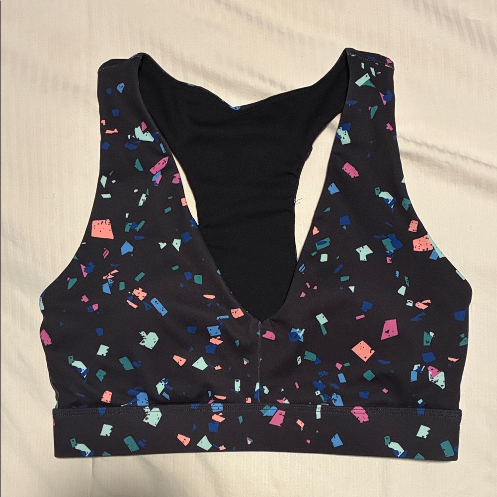 Fabletics Black Confetti Sports Bra